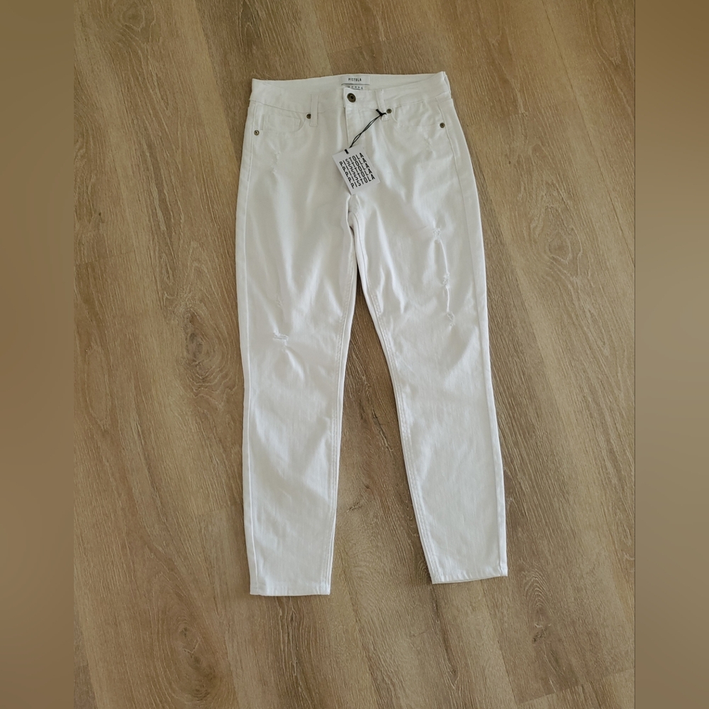 Pistola White distressed high rise skinny jeans size 28 - Picture 2 of 6